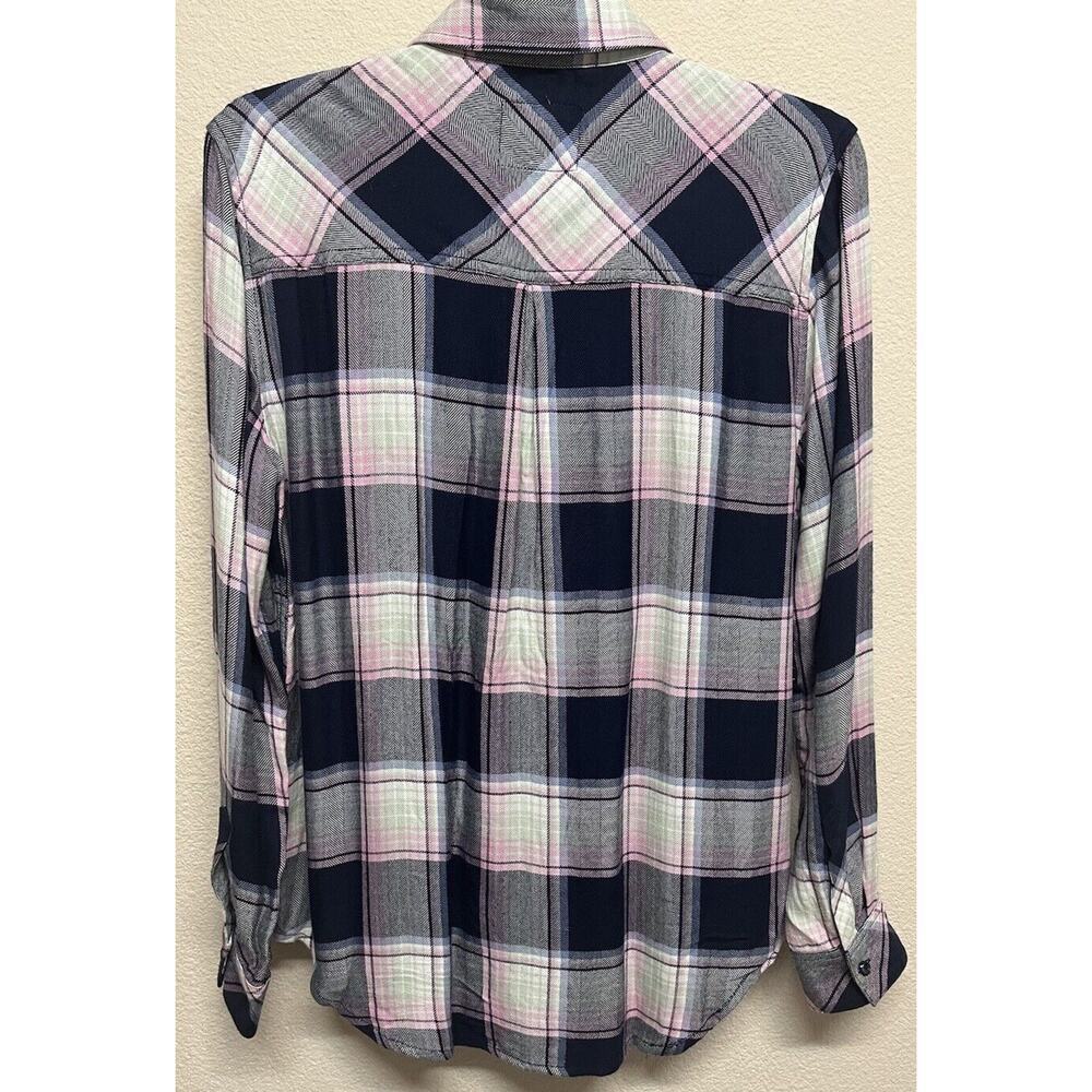 Rails Long Sleeve Button Down Shirt Blue Pink Pla… - image 7